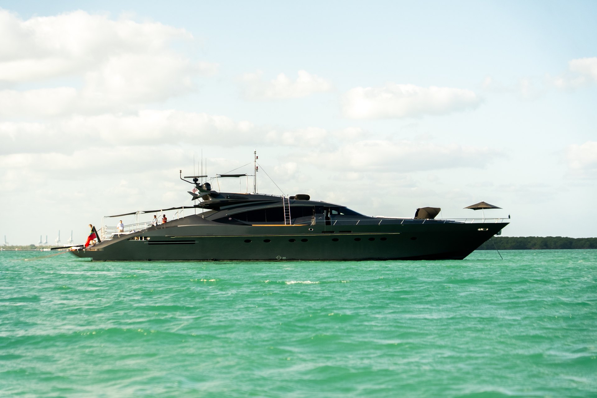 Luxury yacht cruising open ocean